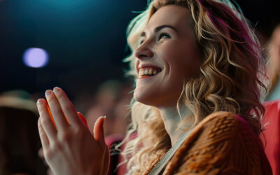 Lady watching a movie at the Hydro Hotel