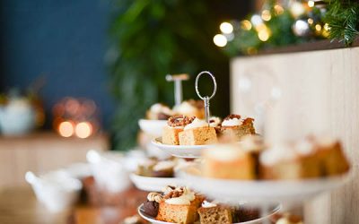 Afternoon tea cake on a stand